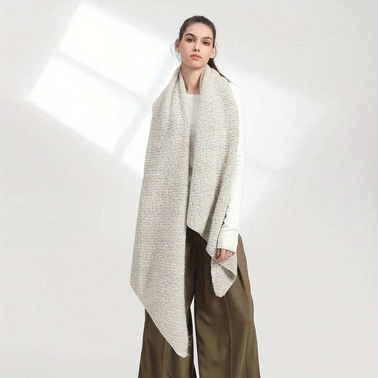 Long plain scarf in Beige.