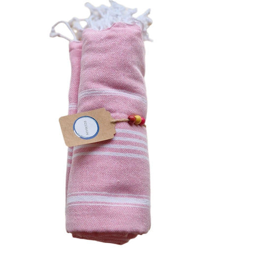 Ecobain Hammam Pink Stripe 100 x180cm - Cockleshell Crosshaven