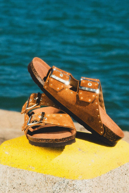 Genuins Real Leather Ladies Sandal in Tan leather - Cockleshell Crosshaven