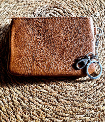 Grained Leather Purse in Tan Leather - Cockleshell Crosshaven