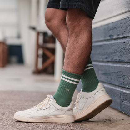 Mens Retro socks - Green, white striped: One size: 7/11. Billybelt - Cockleshell Crosshaven