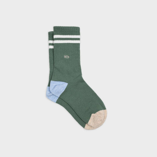 Mens Retro socks - Green, white striped: One size: 7/11. Billybelt - Cockleshell Crosshaven