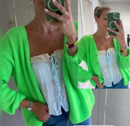 Neon Apple Green Mohair Mix long sleeve knit - Cockleshell Crosshaven