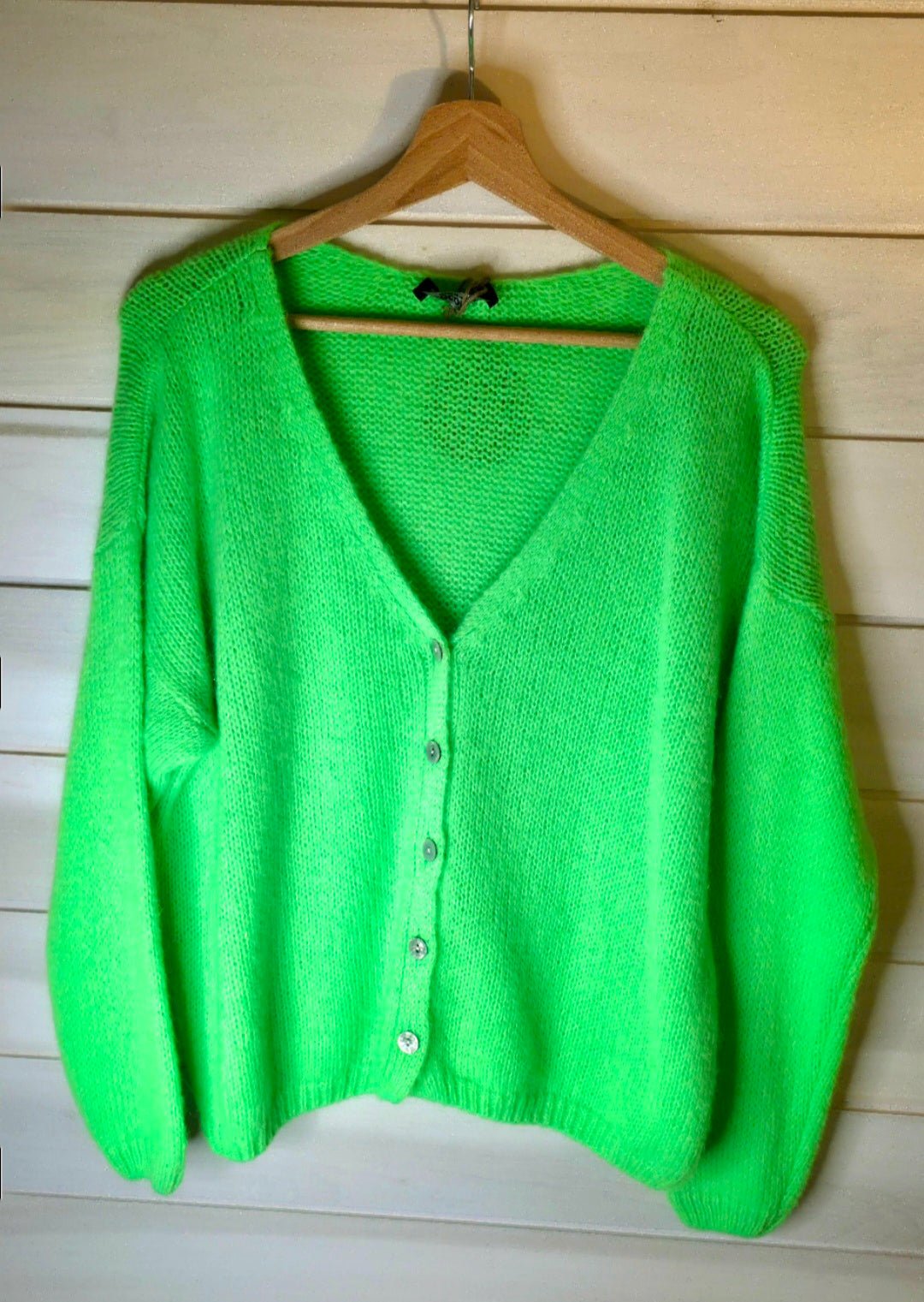Neon Apple Green Mohair Mix long sleeve knit - Cockleshell Crosshaven