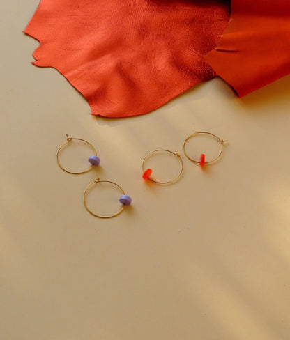 Neon orange dots hoops made of stainless steel - Cockleshell Crosshaven