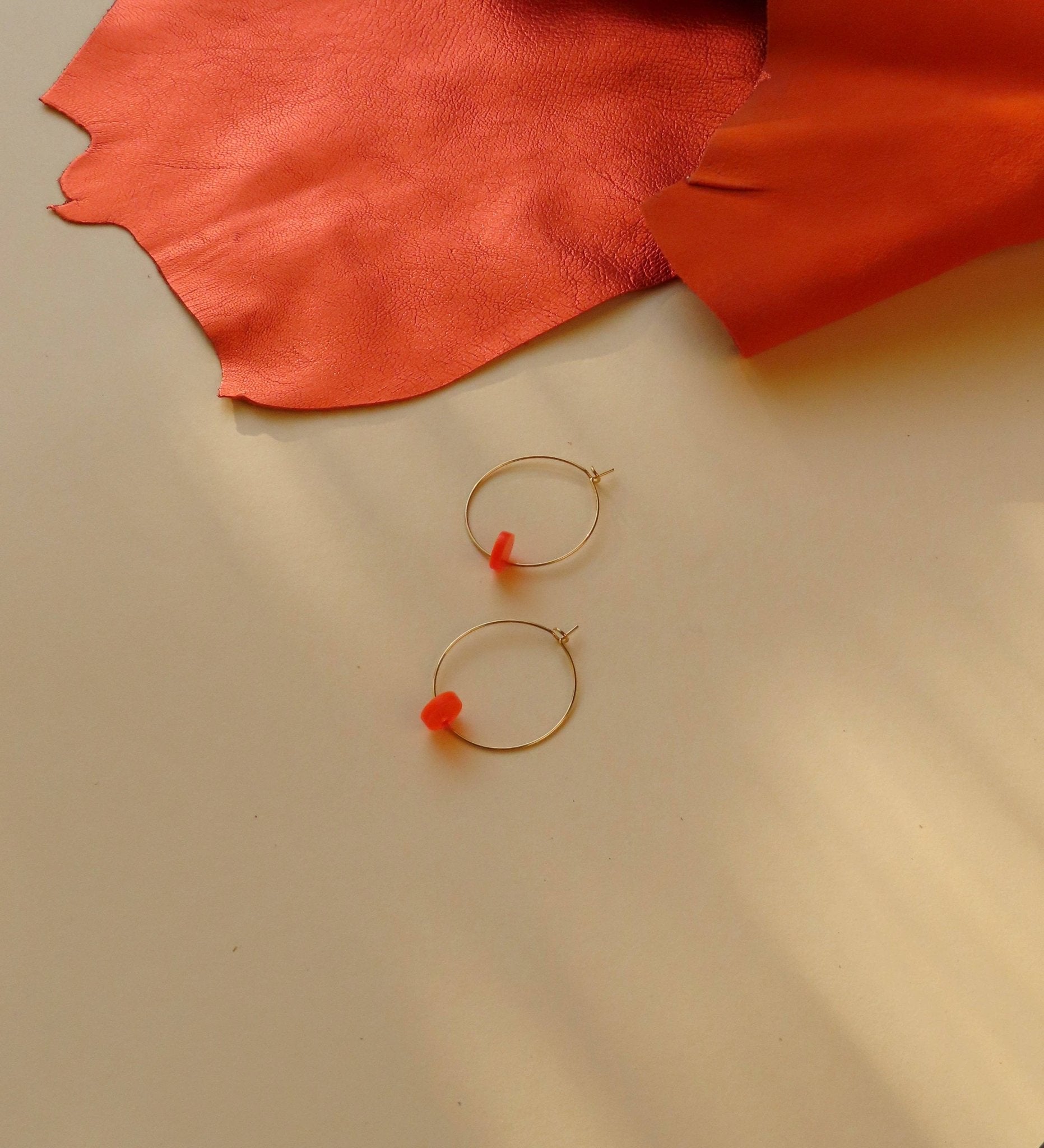 Neon orange dots hoops made of stainless steel - Cockleshell Crosshaven