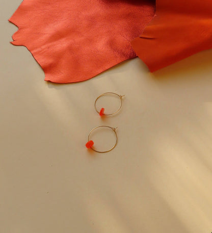 Neon orange dots hoops made of stainless steel - Cockleshell Crosshaven