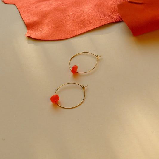 Neon orange dots hoops made of stainless steel - Cockleshell Crosshaven