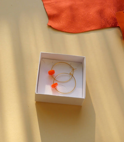 Neon orange dots hoops made of stainless steel - Cockleshell Crosshaven