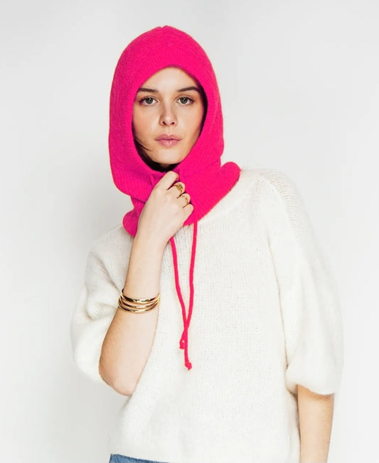 Neon Pink Baby Alpaca Balaclava