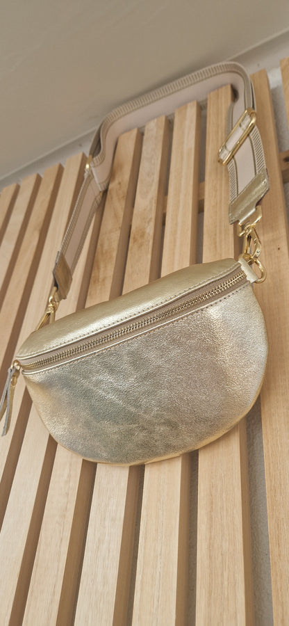 Gold, Real Leather Slingbag.