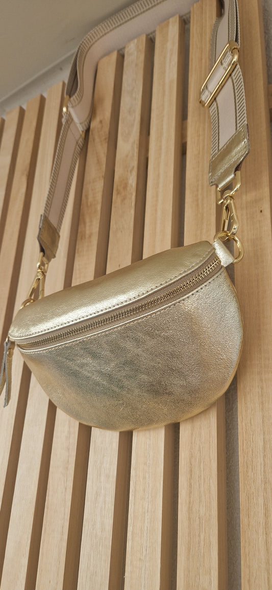 Gold, Real Leather Slingbag.