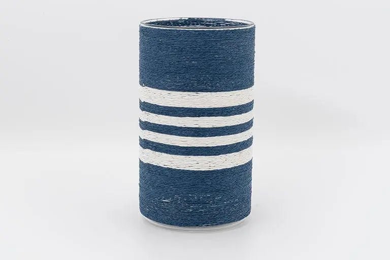 Set of 2 striped glass jars for cooking utensils or as vases. - Cockleshell Crosshaven