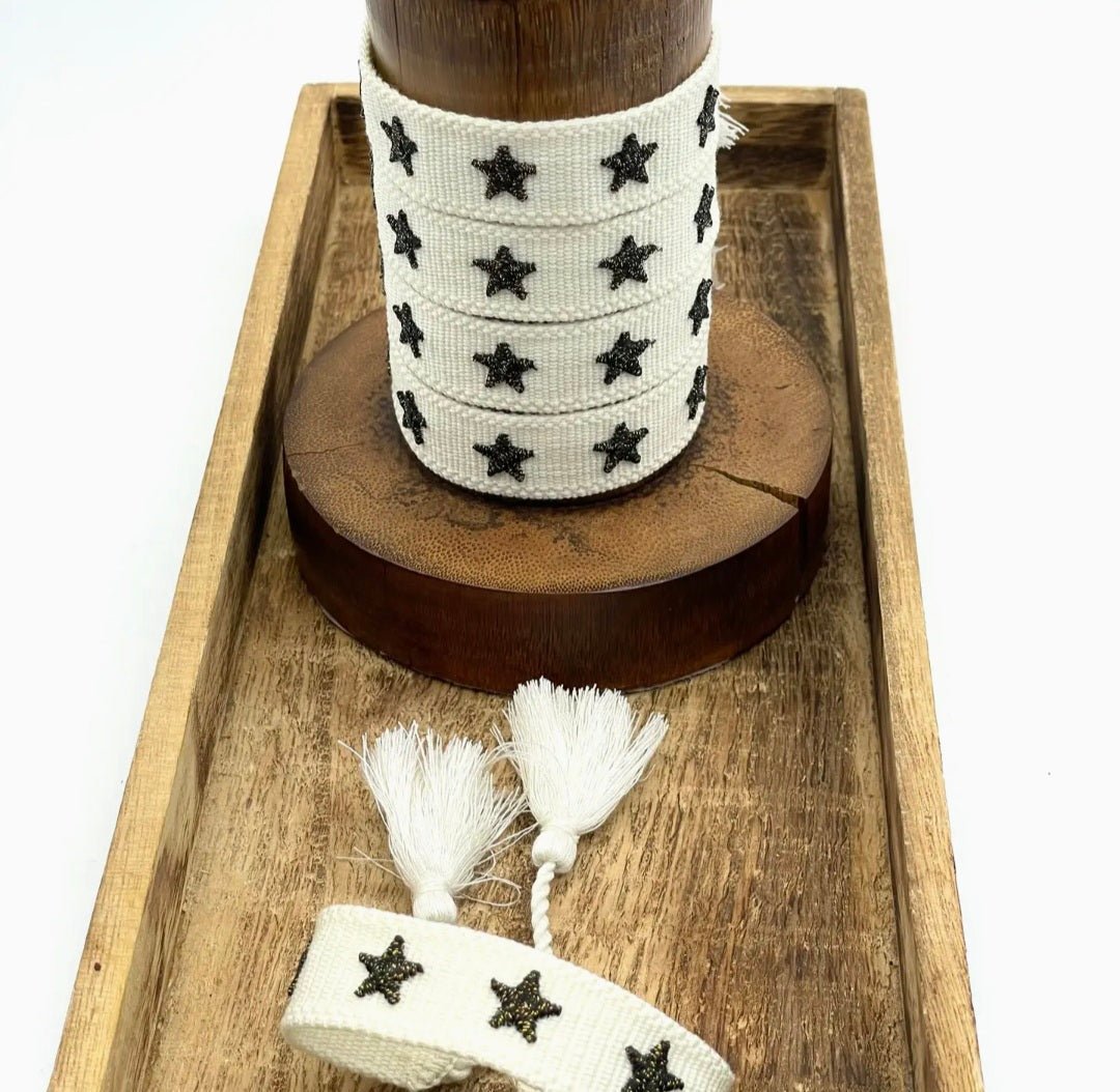 Stars. Woven statement bracelet. Glitter Stars - Cockleshell Crosshaven