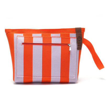 Striped Lilac and Red Wash Bag - Cockleshell Crosshaven