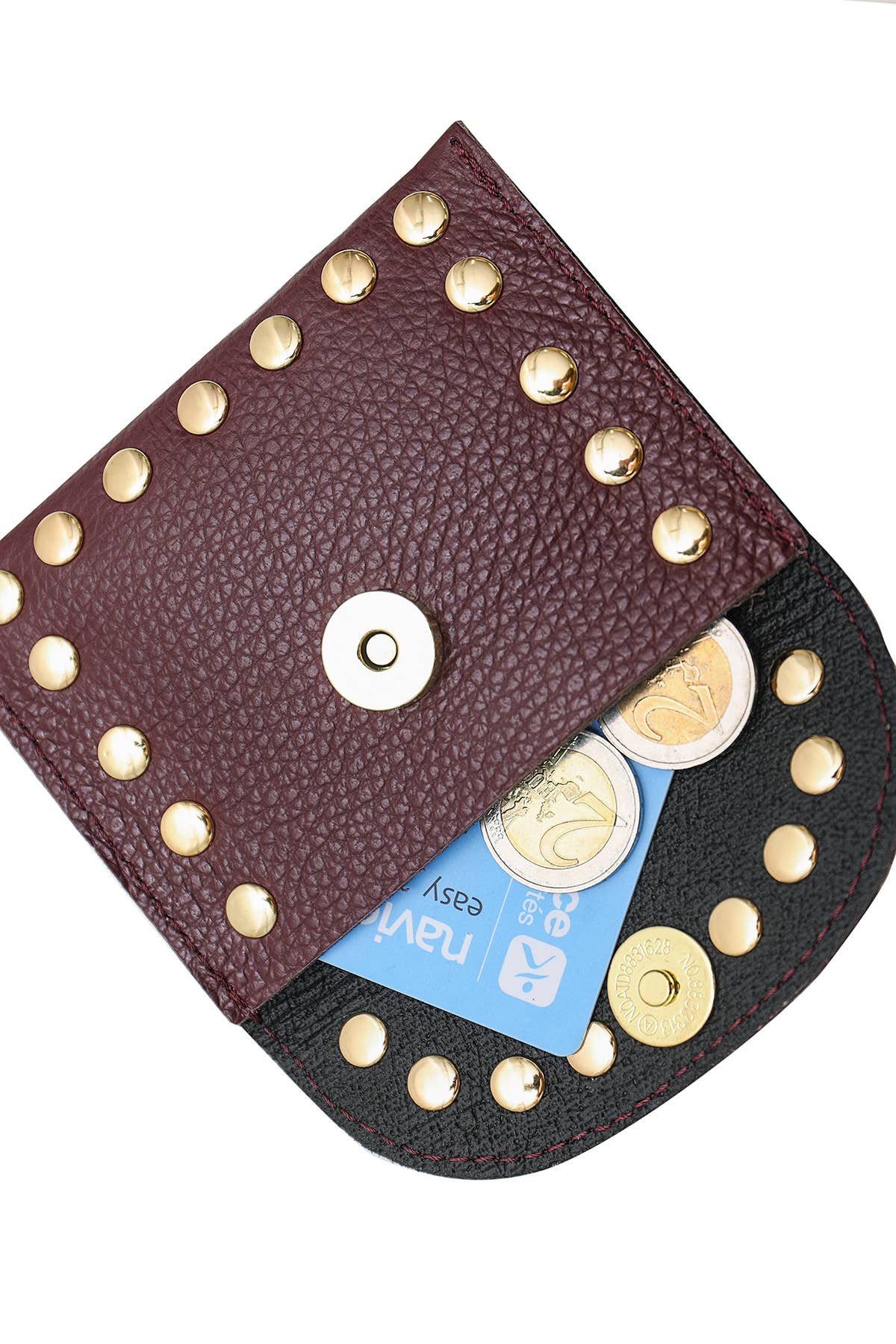 Studded Real Leather Wallet in Khaki - Cockleshell Crosshaven