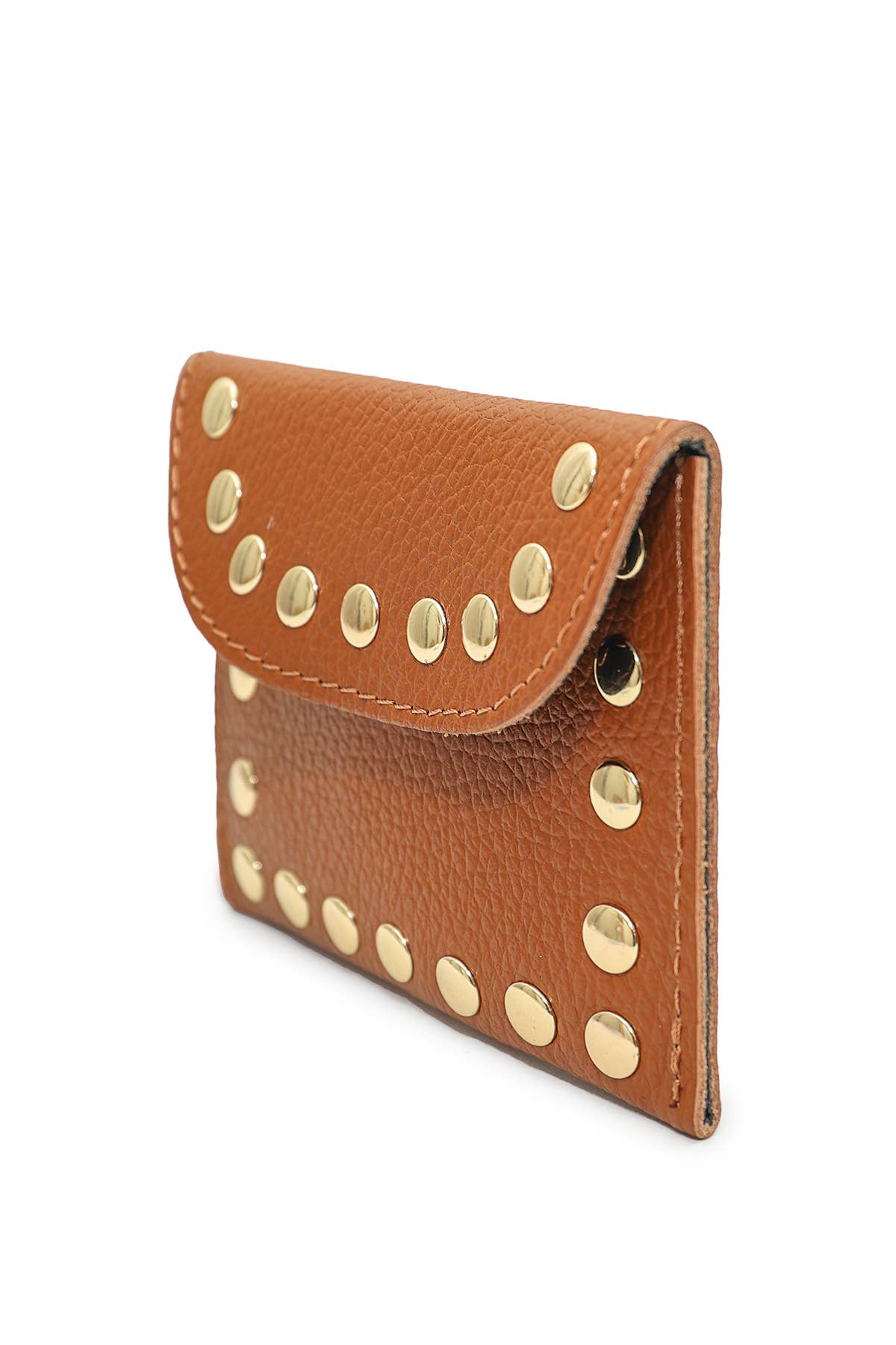 Studded Tan leather purse - Cockleshell Crosshaven