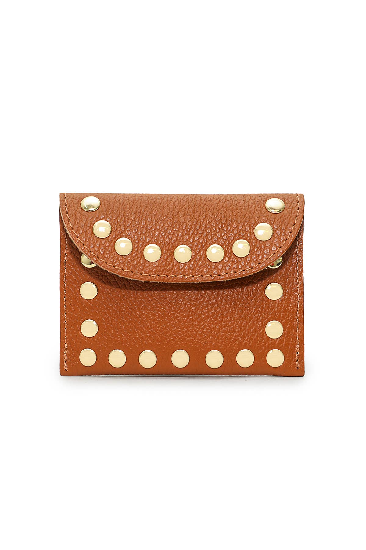 Studded Tan leather purse - Cockleshell Crosshaven