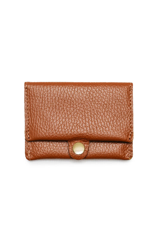 Tan Leather Card purse. Real, Grained Italian leather - Cockleshell Crosshaven
