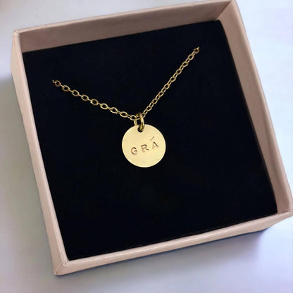 The Grá Mini Disc Necklace : Silver / Upper Case - Cockleshell Crosshaven