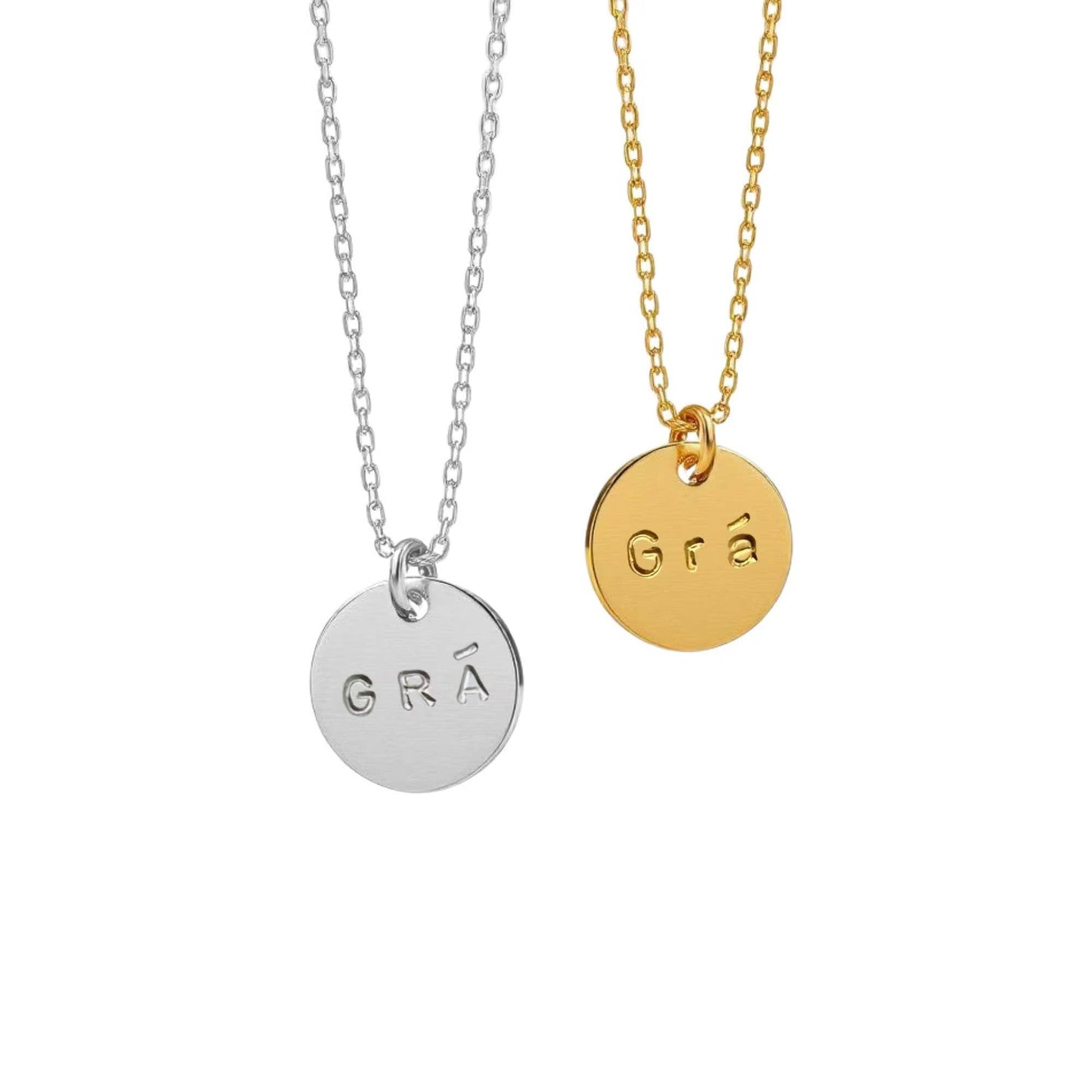 The Grá Mini Disc Necklace : Silver / Upper Case - Cockleshell Crosshaven
