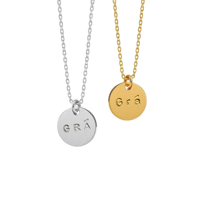The Grá Mini Disc Necklace : Silver / Upper Case - Cockleshell Crosshaven