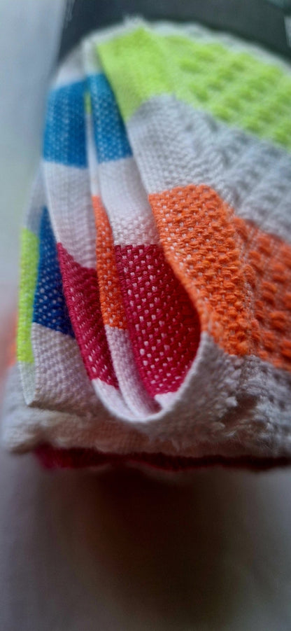 Turkish Fouta Towel IBIZA in Neon Stripes 1mx2m - Cockleshell Crosshaven